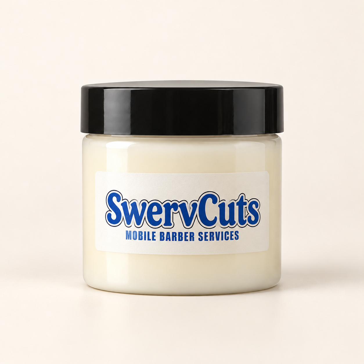 SwervCuts blue-wordmark butter jar packaging concept